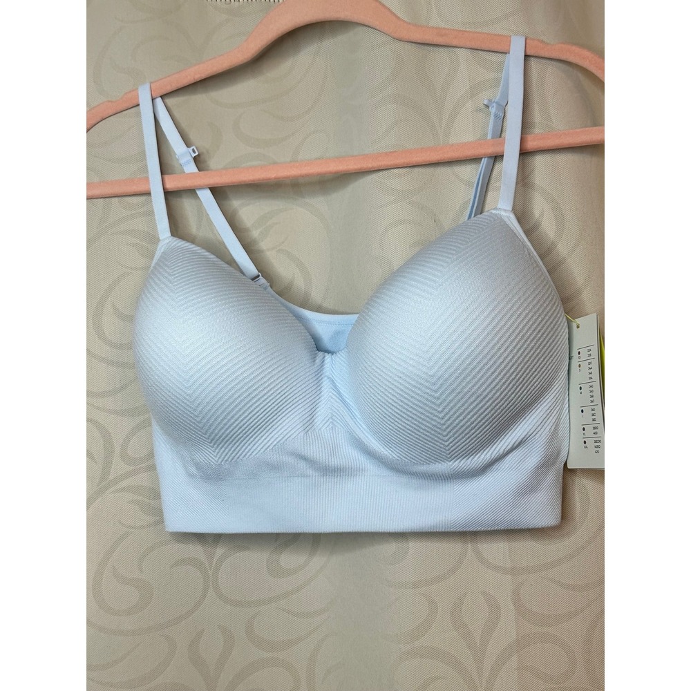 All in Motion Sports Bra Light Blue Seamless Longline Molded‎ Padded S